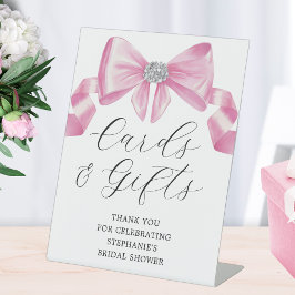 Expositor En L Tarjetas de ducha para novias Regalos de Bow Rosad