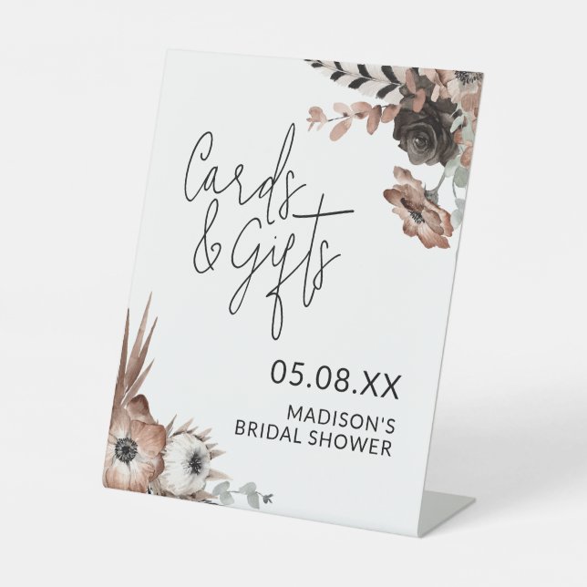 Expositor En L Tarjetas de ducha para novias y regalos Rótulo Flo (Anverso)