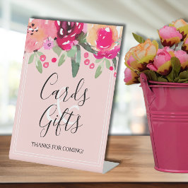 Expositor En L Tarjetas de ducha románticas con flores rosadas