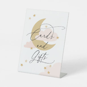 Expositor En L Tarjetas de luna y estrellas y regalos Rótulo Oro 