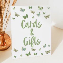 Expositor En L Tarjetas de mariposa verde y Rótulo Fiesta de rega