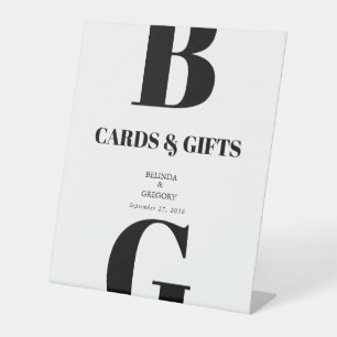 Expositor En L Tarjetas de matrimonio y regalos de monograma blan