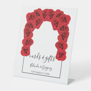 Expositor En L Tarjetas de matrimonio y regalos de rosas rojas
