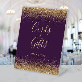 Expositor En L Tarjetas de matrimonio y regalos Purpurinas de oro