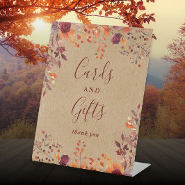 Expositor En L Tarjetas De Otoño Rústicas Kraft Florales Y Regalo