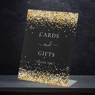 Expositor En L Tarjetas de regalo con brillo de oro negro
