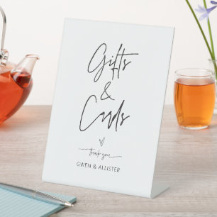 Expositor En L Tarjetas de regalo de boda Mesa Rótulo Pedestal G4