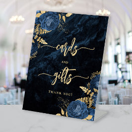 Expositor En L Tarjetas de regalo elegantes de boda florales azul