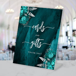 Expositor En L Tarjetas de Regalos de Boda Florales Azul Turquesa