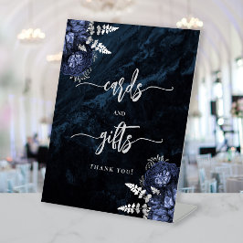 Expositor En L Tarjetas de Regalos de Boda Florales Plateadas Azu