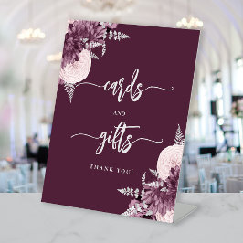 Expositor En L Tarjetas de Regalos de Boda Florales Plateados Ros