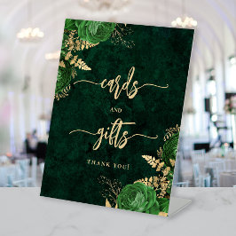 Expositor En L Tarjetas de Regalos de Boda Florales Verde Esmeral