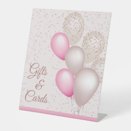 Expositor En L Tarjetas de regalos de cumpleaños con globos rosad