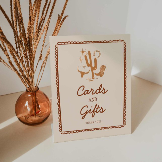 Expositor En L Tarjetas de Vaquero y Regalos Rótulo Baby Shower (Western Baby Shower Cards and Gifts Sign)