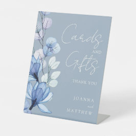 Expositor En L Tarjetas florales transparentes de color azul polv