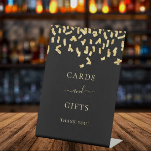 Expositor En L Tarjetas regalo de confeti de oro negro