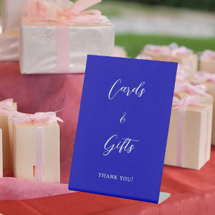 Expositor En L Tarjetas regalo de letra azul real signo