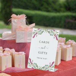 Expositor En L Tarjetas regalos lavanda rosa floral follaje