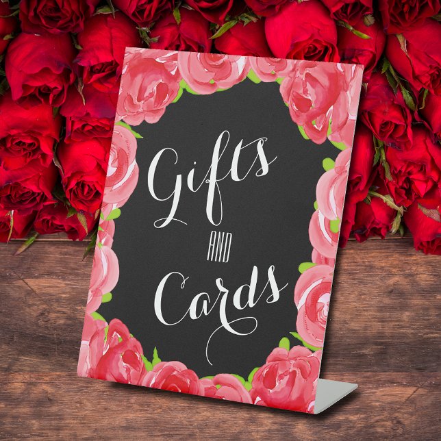 Expositor En L Tarjetas rojas y regalos ducha de novias (Cards and Gifts pedestal sign for your bridal shower (more in our collection))