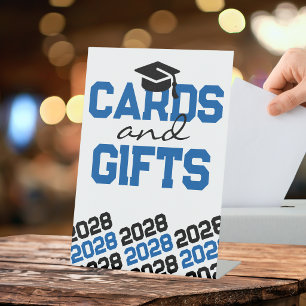 Expositor En L Tarjetas y regalos azules y negros Mesa de graduac