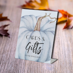 Expositor En L Tarjetas y regalos Baby Shower de calabaza azul