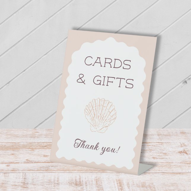 Expositor En L Tarjetas y regalos Beach Babe Seashell Baby Shower (Cards & Gifts Beach Babe Seashell Baby Shower Pedestal Sign)