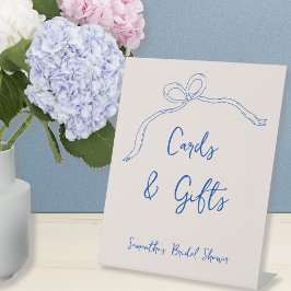 Expositor En L Tarjetas y regalos Blue Bow Hand Drawed Bridal Sho