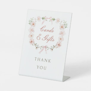 Expositor En L Tarjetas y regalos con marco floral rosa sonrosado