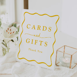 Expositor En L Tarjetas y regalos con marco ondulado amarillo mod