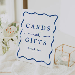 Expositor En L Tarjetas y regalos con marco ondulado azul moderno