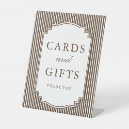 Expositor En L Tarjetas y regalos de boda a rayas marrón chocolat