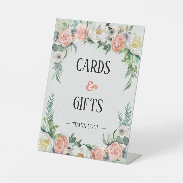 Expositor En L Tarjetas y regalos de boda acuarela Floral (Anverso)