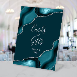 Expositor En L Tarjetas y regalos de boda de ágata azul teal plat