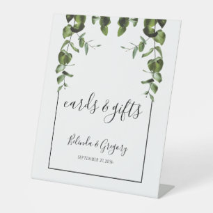 Expositor En L Tarjetas y regalos de boda de hojas de eucalipto r
