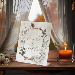 Expositor En L Tarjetas y regalos de boda florales boho silenciad