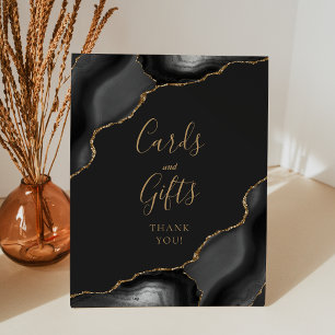 Expositor En L Tarjetas y regalos de boda oscuros de ónix y oro A