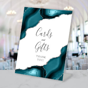 Expositor En L Tarjetas y regalos de bodas de ágata azul teal y p