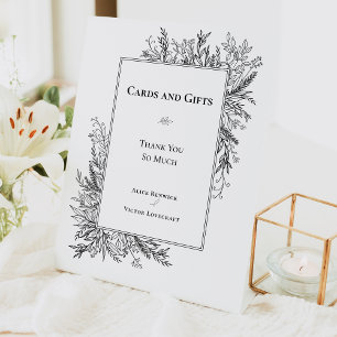 Expositor En L Tarjetas y regalos de bodas verdes blancas y negra
