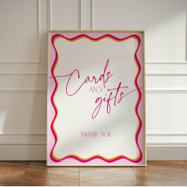 Expositor En L Tarjetas y regalos de bordes rojos y ondulados Nar