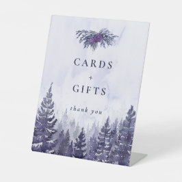 Expositor En L Tarjetas y regalos de bosque de pino acuarela púrp