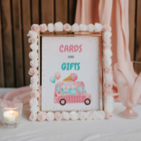 Tarjetas Y Regalos De Camión De Helado Rosa