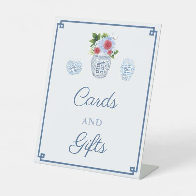 Expositor En L Tarjetas Y Regalos De Chinoiserie Azul Y Rojo (Anverso)