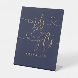 Expositor En L Tarjetas y regalos de corazón en azul marino y dor