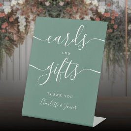 Expositor En L Tarjetas y regalos de firma con guión verde de euc