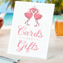 Tarjetas y regalos de flamenco rosa de playa tropi