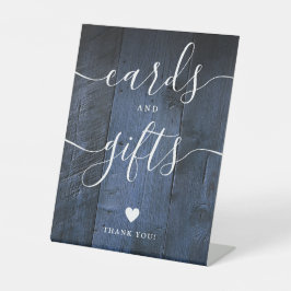 Expositor En L Tarjetas Y Regalos De Guión De Madera Azul Rústico