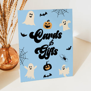 Expositor En L Tarjetas y regalos de Halloween azules espeluznant