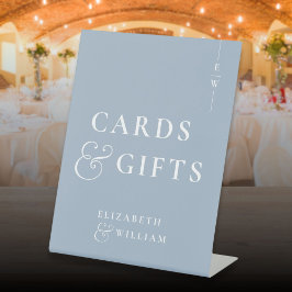 Expositor En L Tarjetas Y Regalos De Monograma Azul Polvoriento