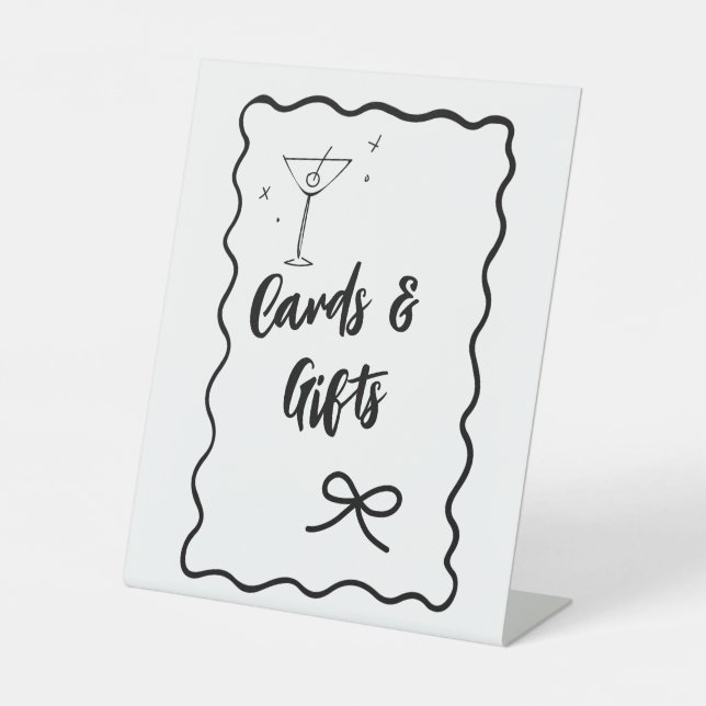 Expositor En L "Tarjetas y regalos" de onda retro Rótulo de ducha (Anverso)