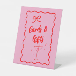 Expositor En L "Tarjetas Y Regalos" De Onda Rosa Y Roja Retro